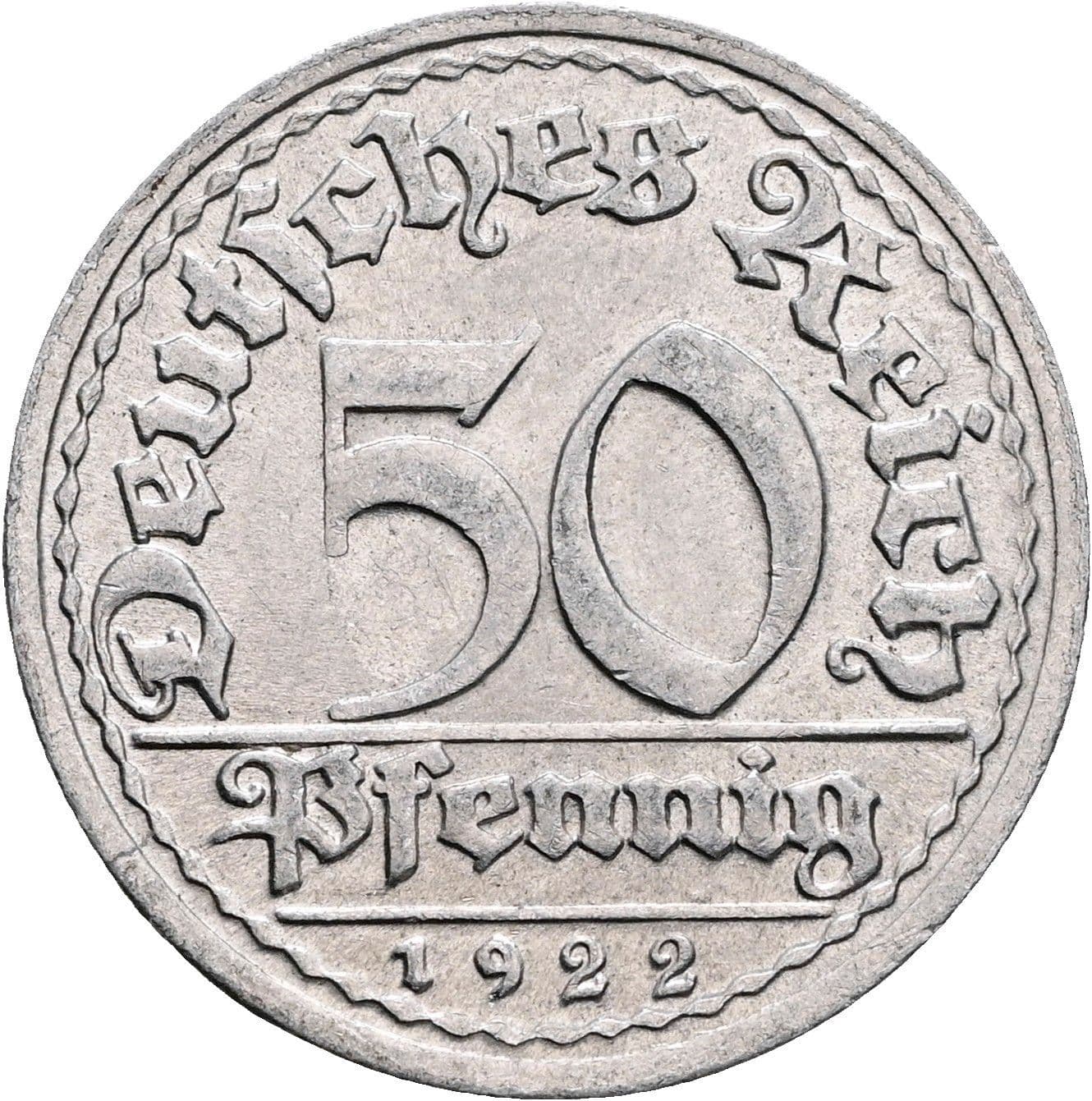 50 Pfennig 1922 G – Vorderseite