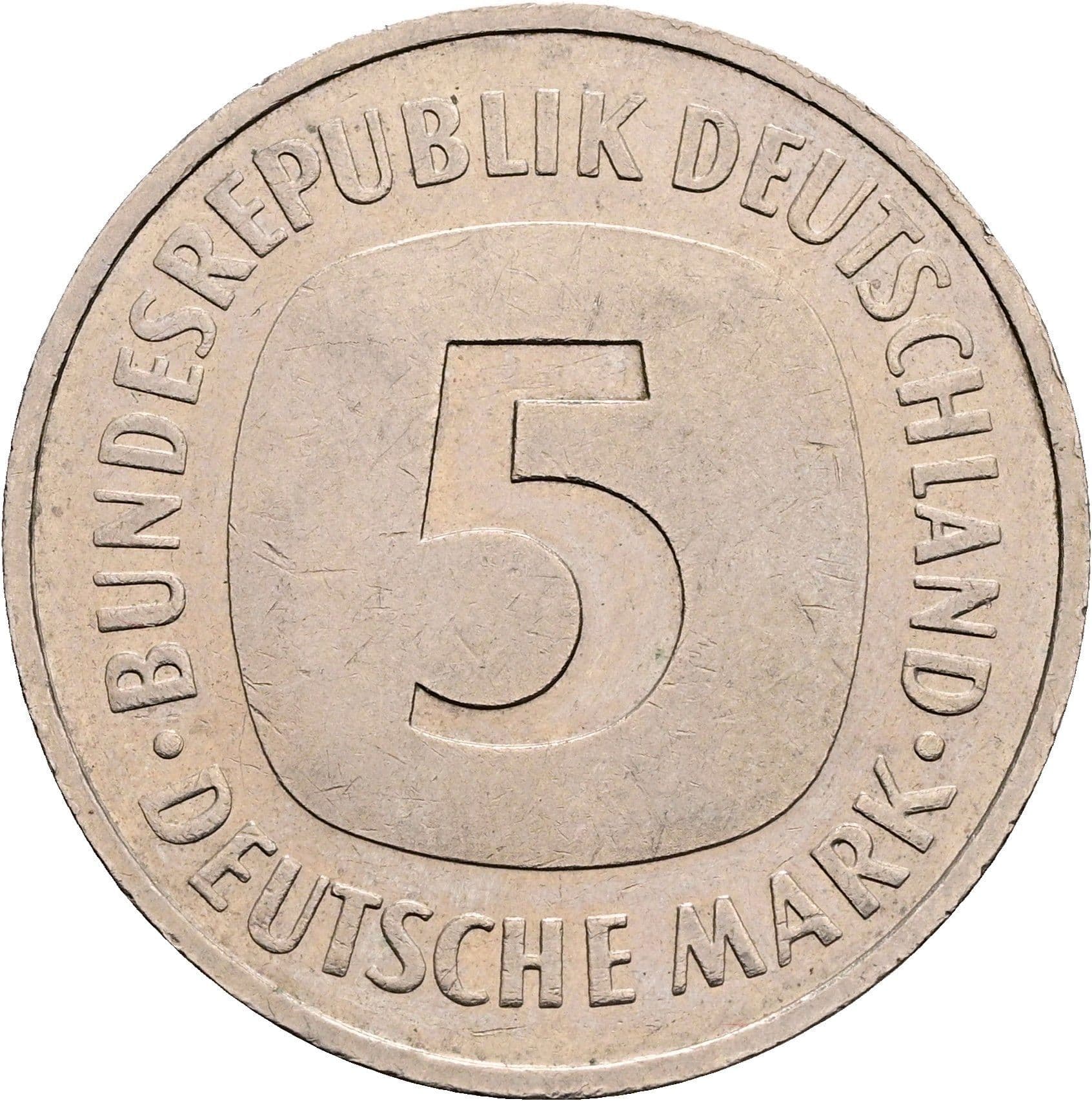 5 Deutsche Mark 1990 F – Vorderseite
