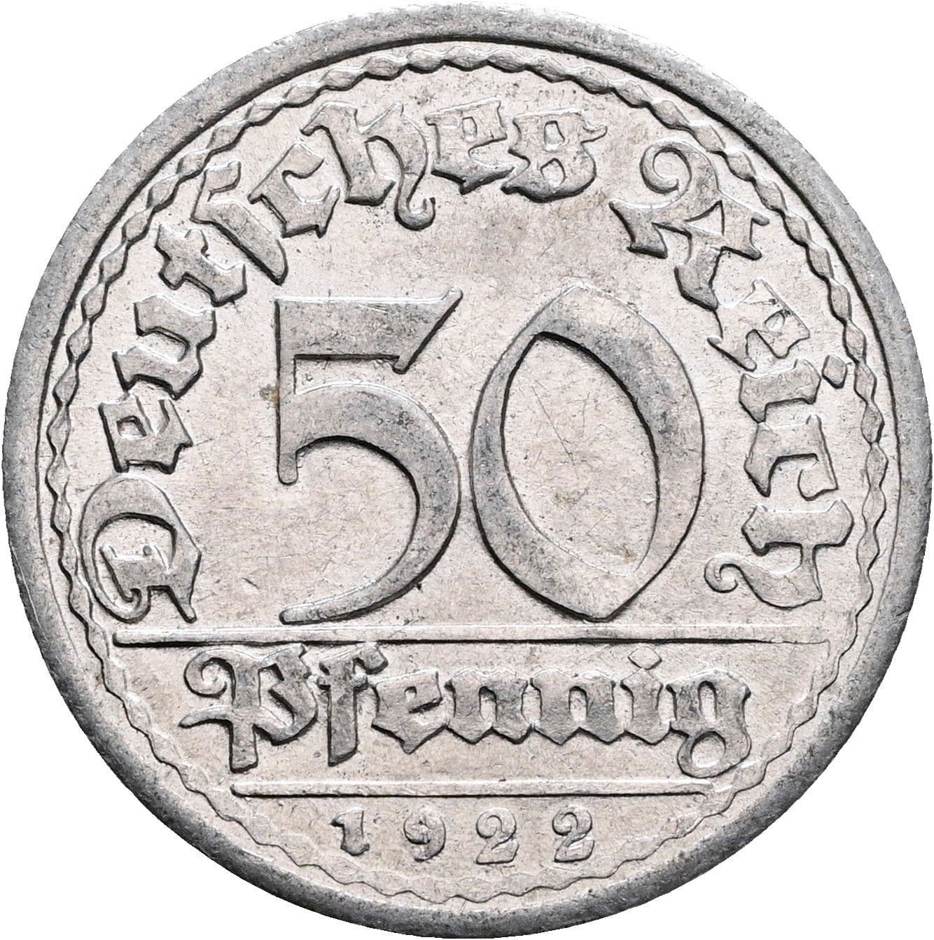 50 Pfennig 1922 G – Vorderseite
