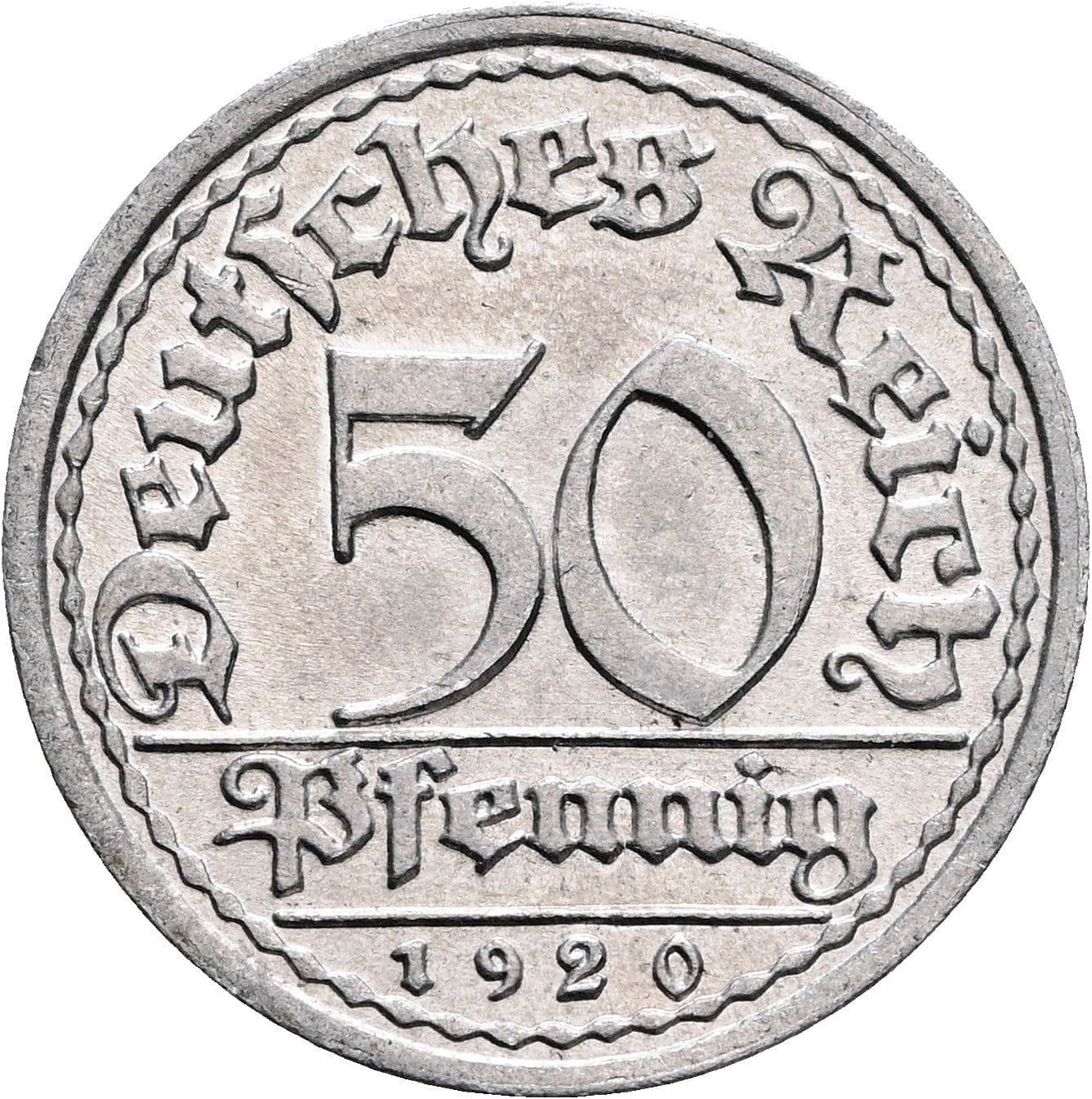 50 Pfennig 1920 F – Vorderseite