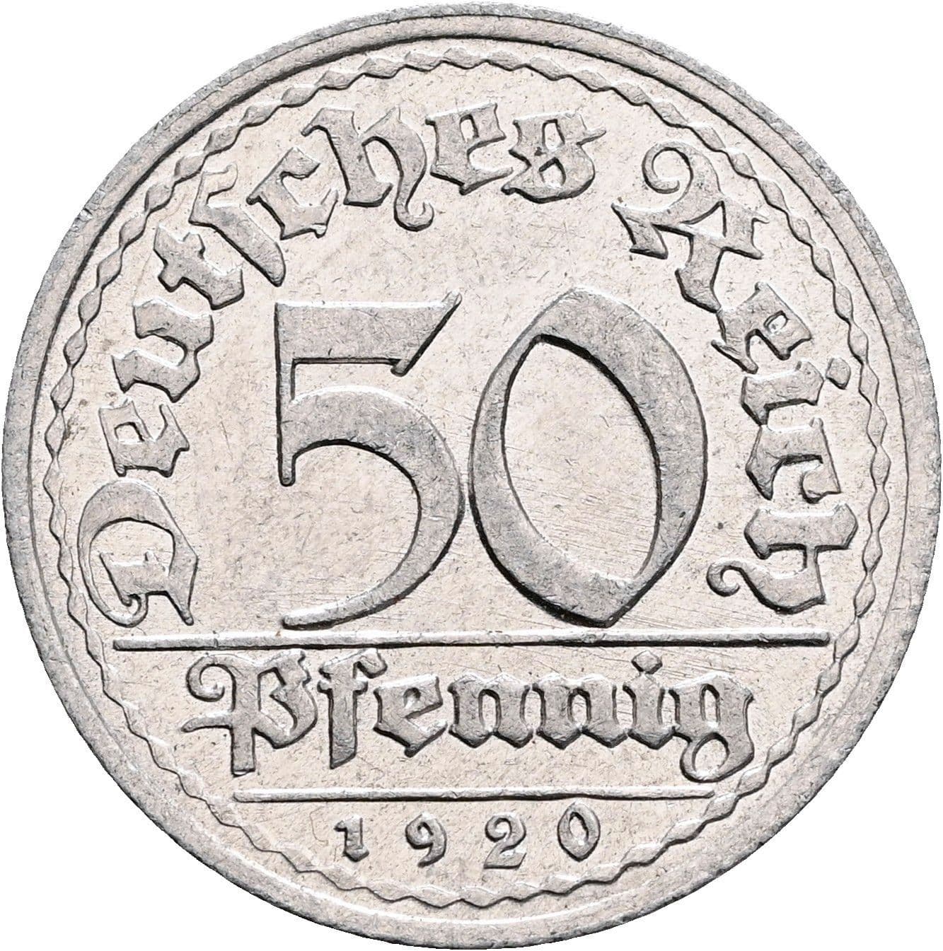 50 Pfennig 1920 G – Vorderseite