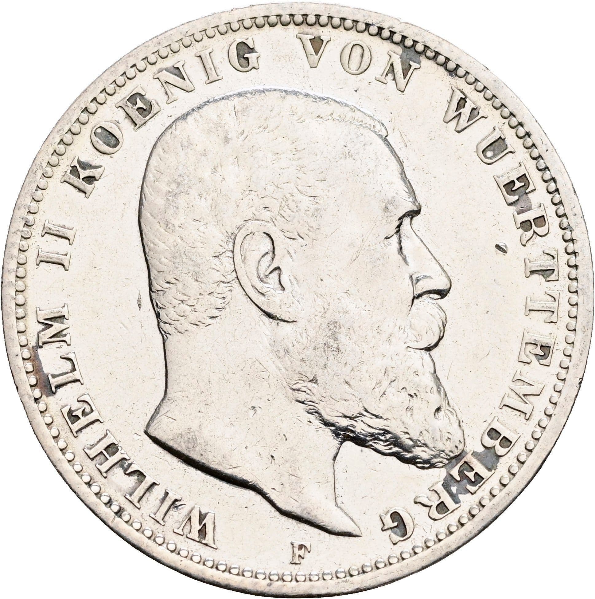 3 Mark Wilhelm II. 1891-1918 1909 F – Vorderseite