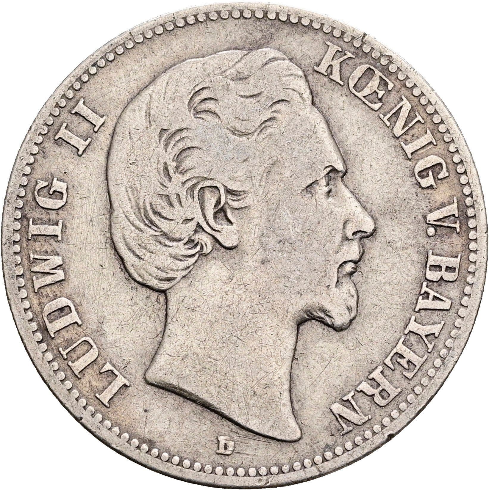 2 Mark Ludwig II. 1864-1886 1876 D – Vorderseite
