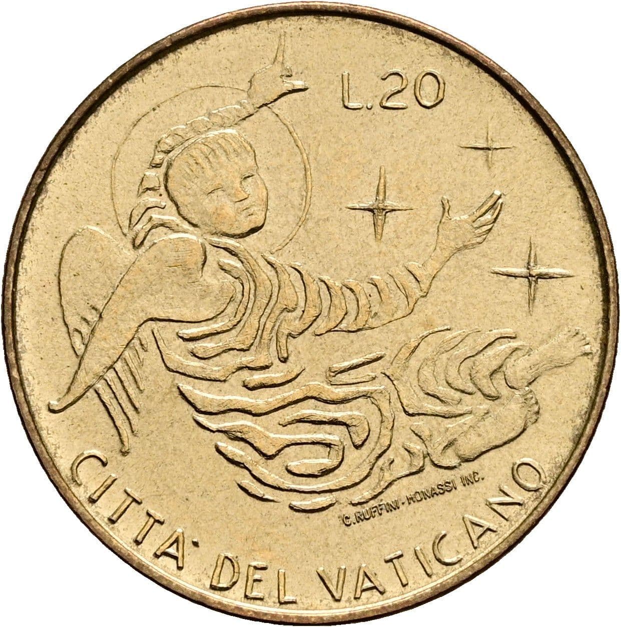 20 Lire Papst Paul VI. 1963-1978 1969 – Vorderseite