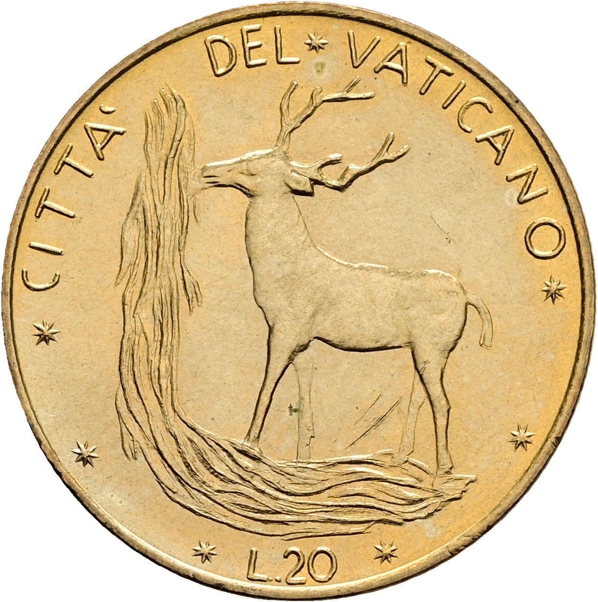 20 Lire Papst Paul VI. 1963-1978 1973 – Vorderseite