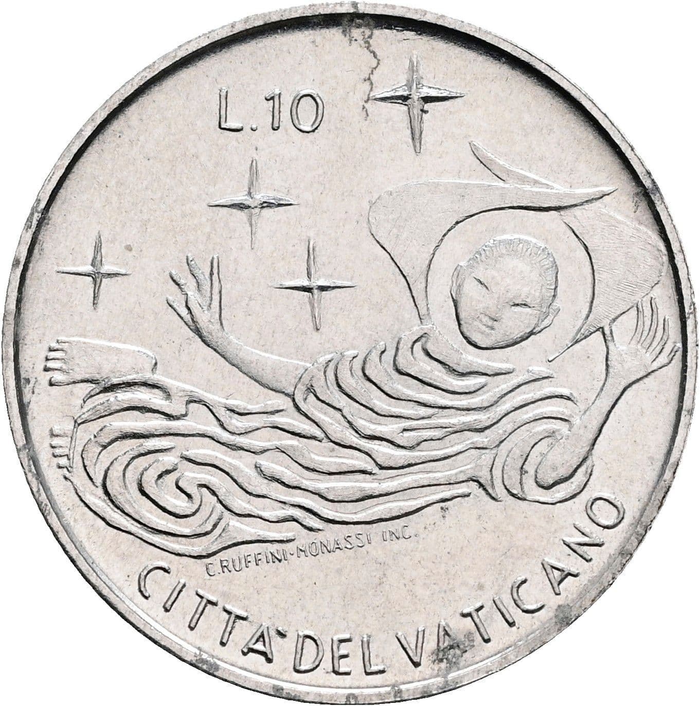 10 Lire Papst Paul VI. 1963-1978 1969 – Vorderseite