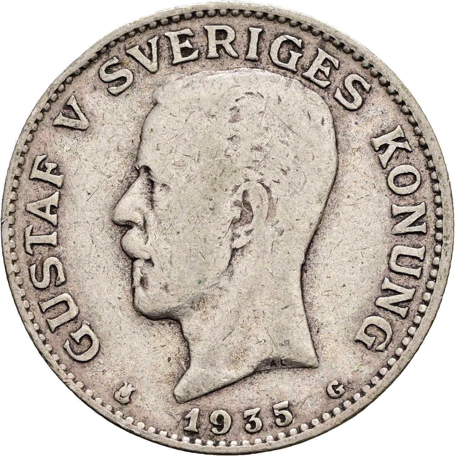 1 Krona Gustav V. 1907-1950 1935 – Vorderseite