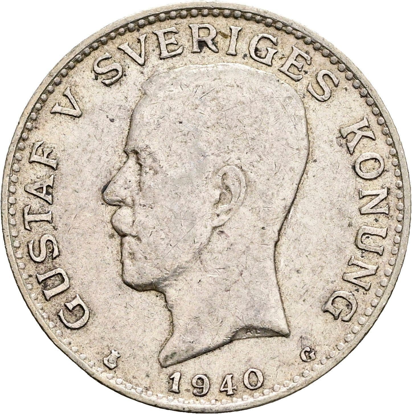 1 Krona Gustav V. 1907-1950 1940 – Vorderseite