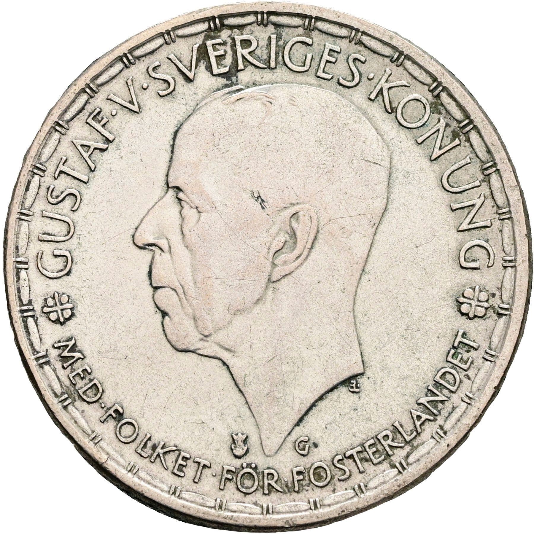 2 Kronor Gustav V. 1907-1950 1943 – Vorderseite