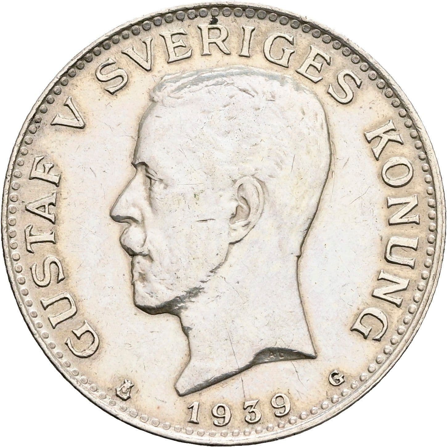 1 Krona Gustav V. 1907-1950 1939 – Vorderseite