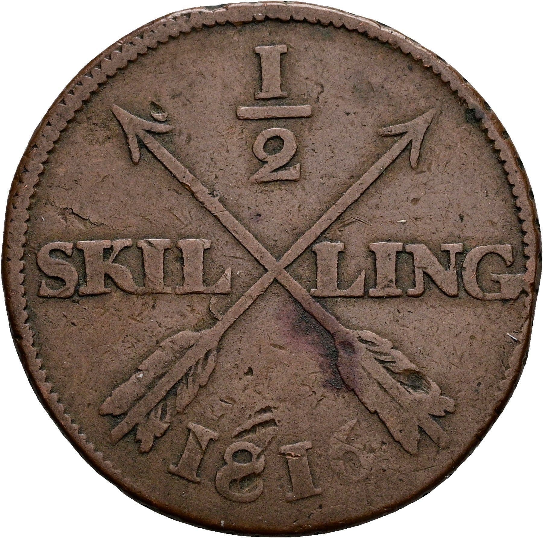 1/2 Skilling Carl XIII. 1809-1818 1816 – Vorderseite