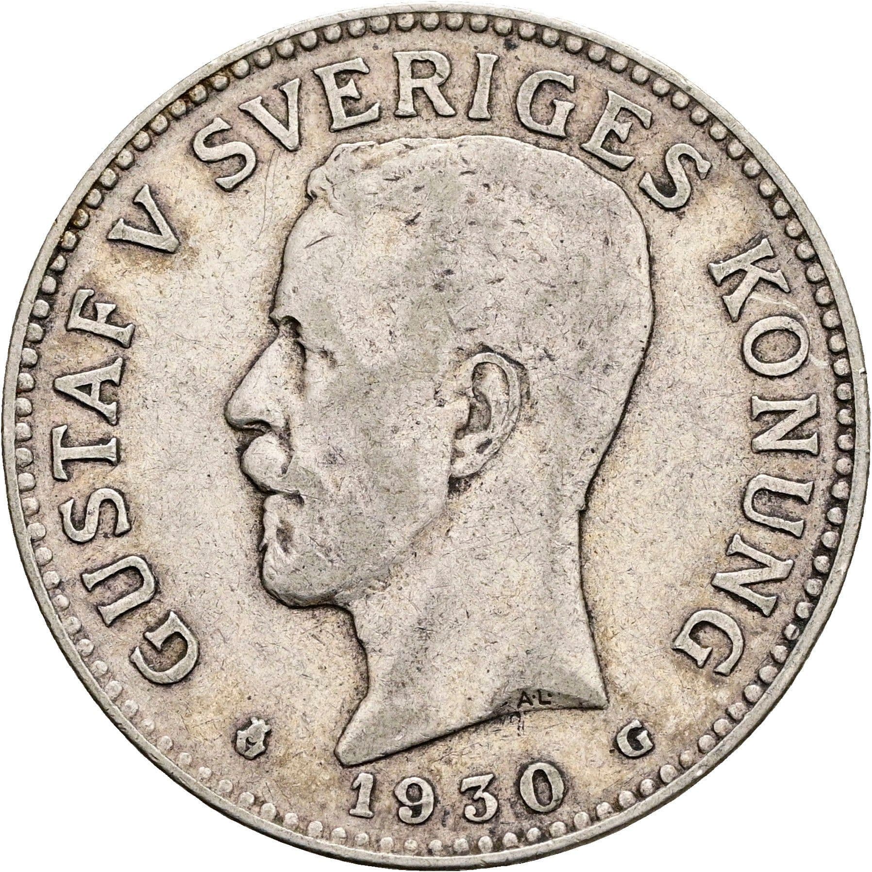2 Kronor Gustav V. 1907-1950 1930 – Vorderseite