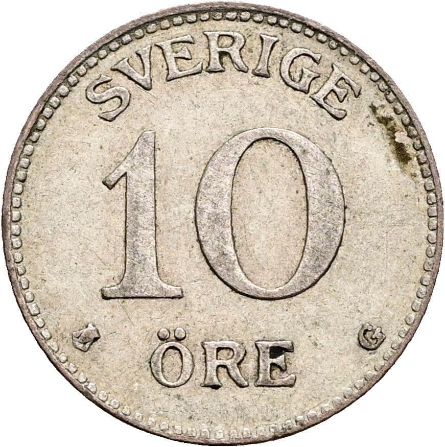10 Öre Gustav V. 1907-1950 1938 – Vorderseite