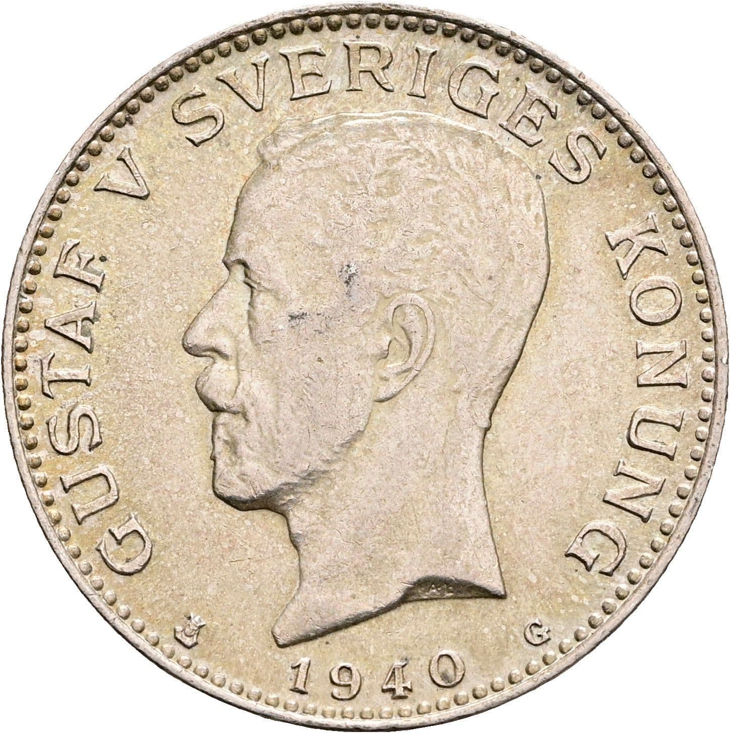 1 Krona Gustav V. 1907-1950 1940 – Vorderseite