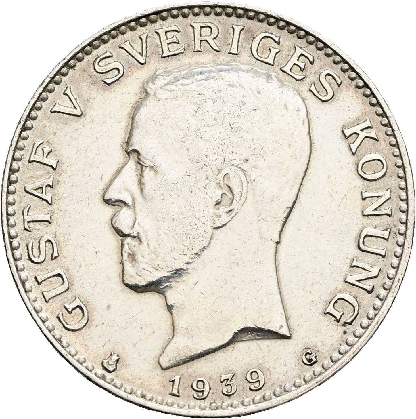 1 Krona Gustav V. 1907-1950 1939 – Vorderseite