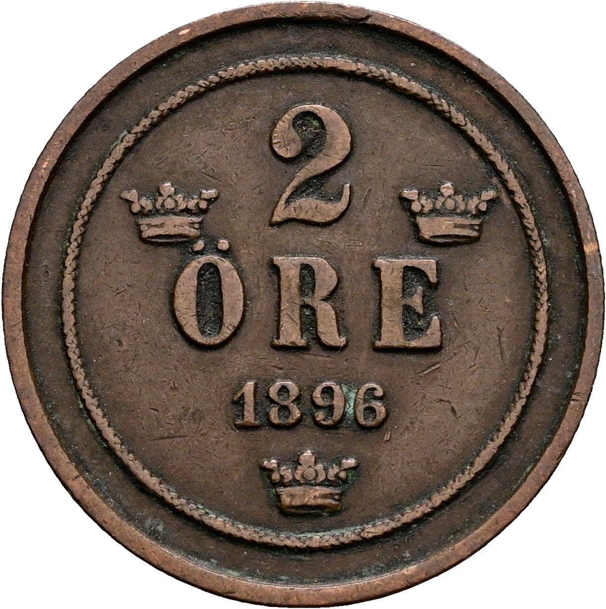 2 Öre Oskar II. 1872-1907 1896 – Vorderseite