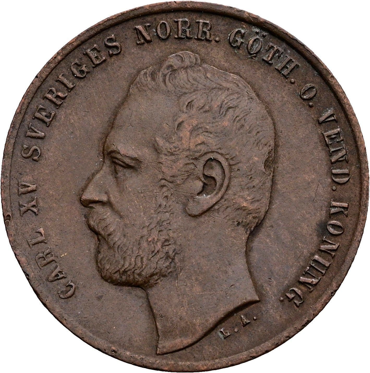 2 Öre Carl XV. 1859-1872 1864 – Vorderseite