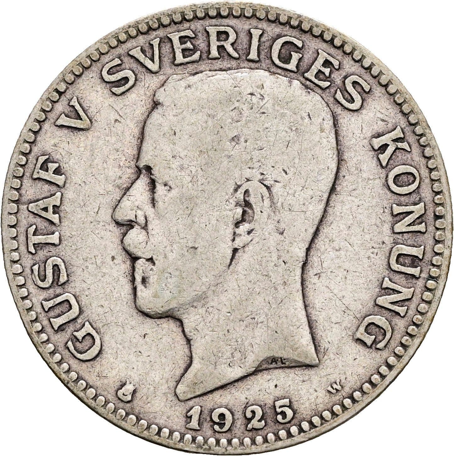 1 Krona Gustav V. 1907-1950 1925 – Vorderseite