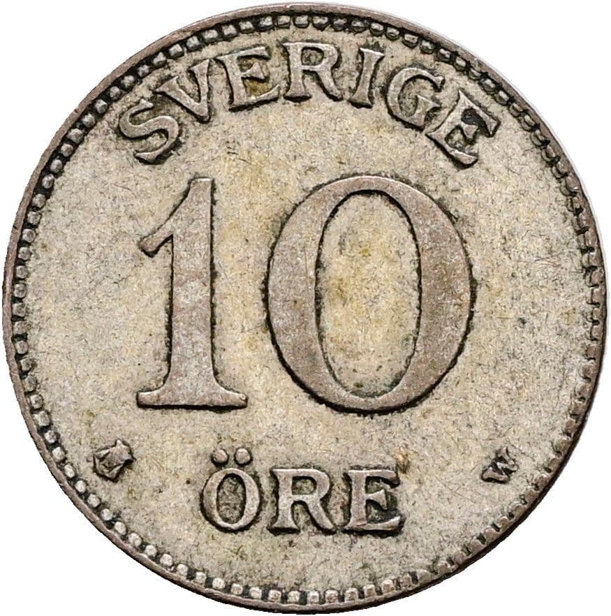 10 Öre Gustav V. 1907-1950 1917 – Vorderseite