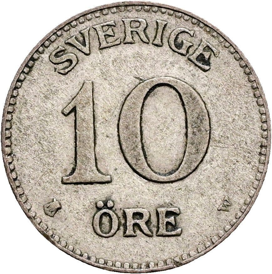 10 Öre Gustav V. 1907-1950 1919 – Vorderseite