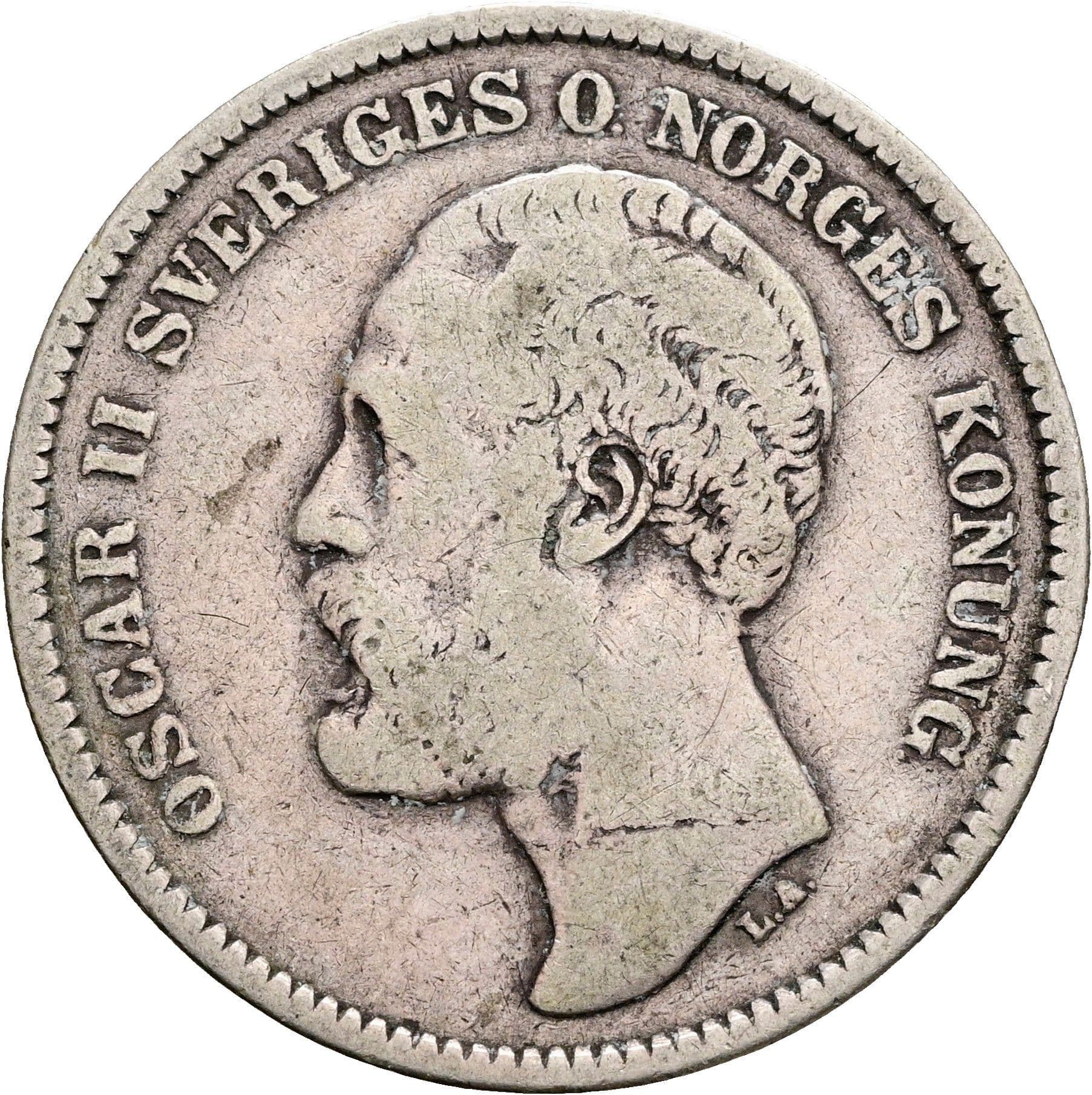 2 Kronor Oskar II. 1872-1907 1878 – Vorderseite