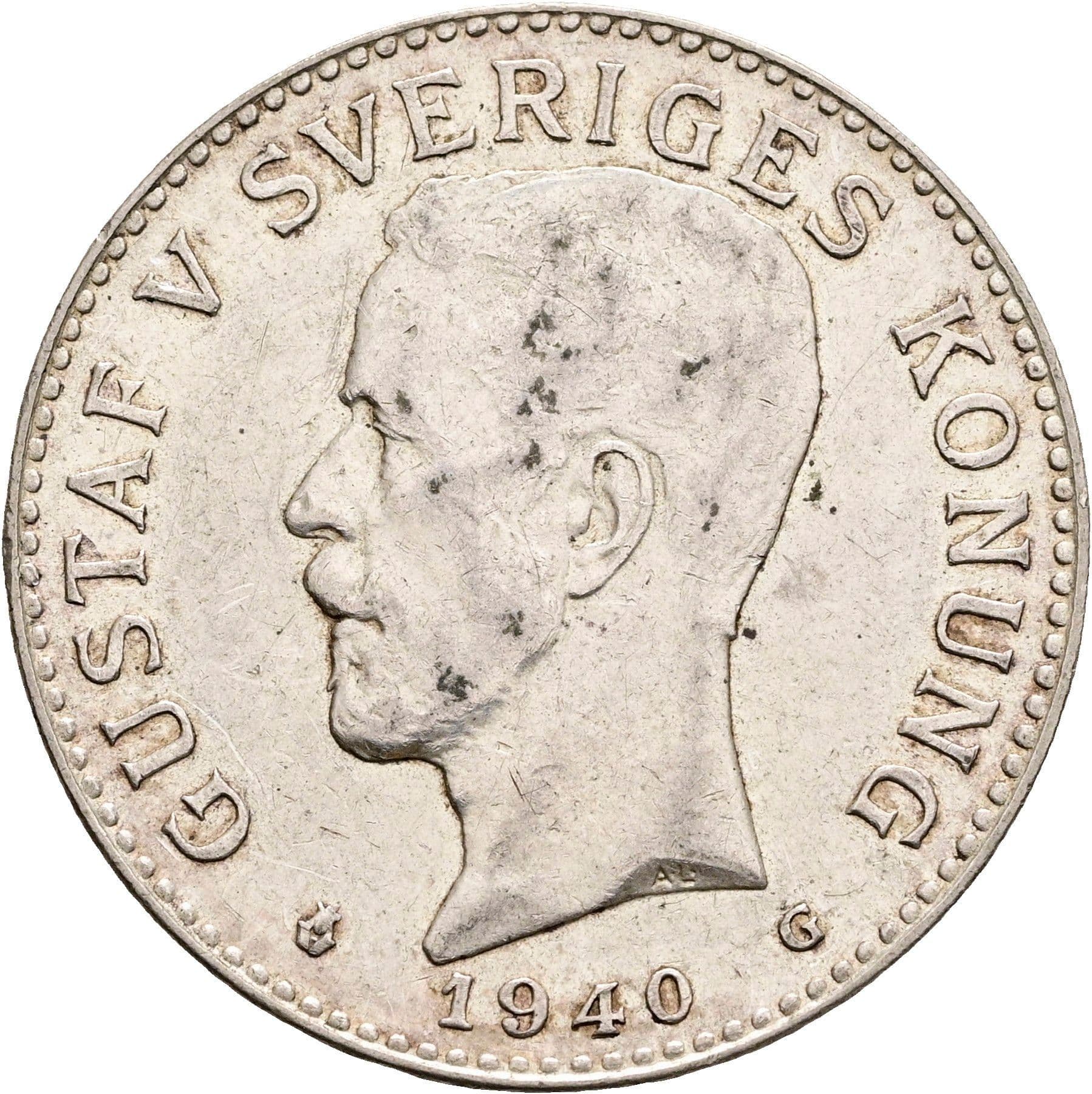 2 Kronor Gustav V. 1907-1950 1940 – Vorderseite