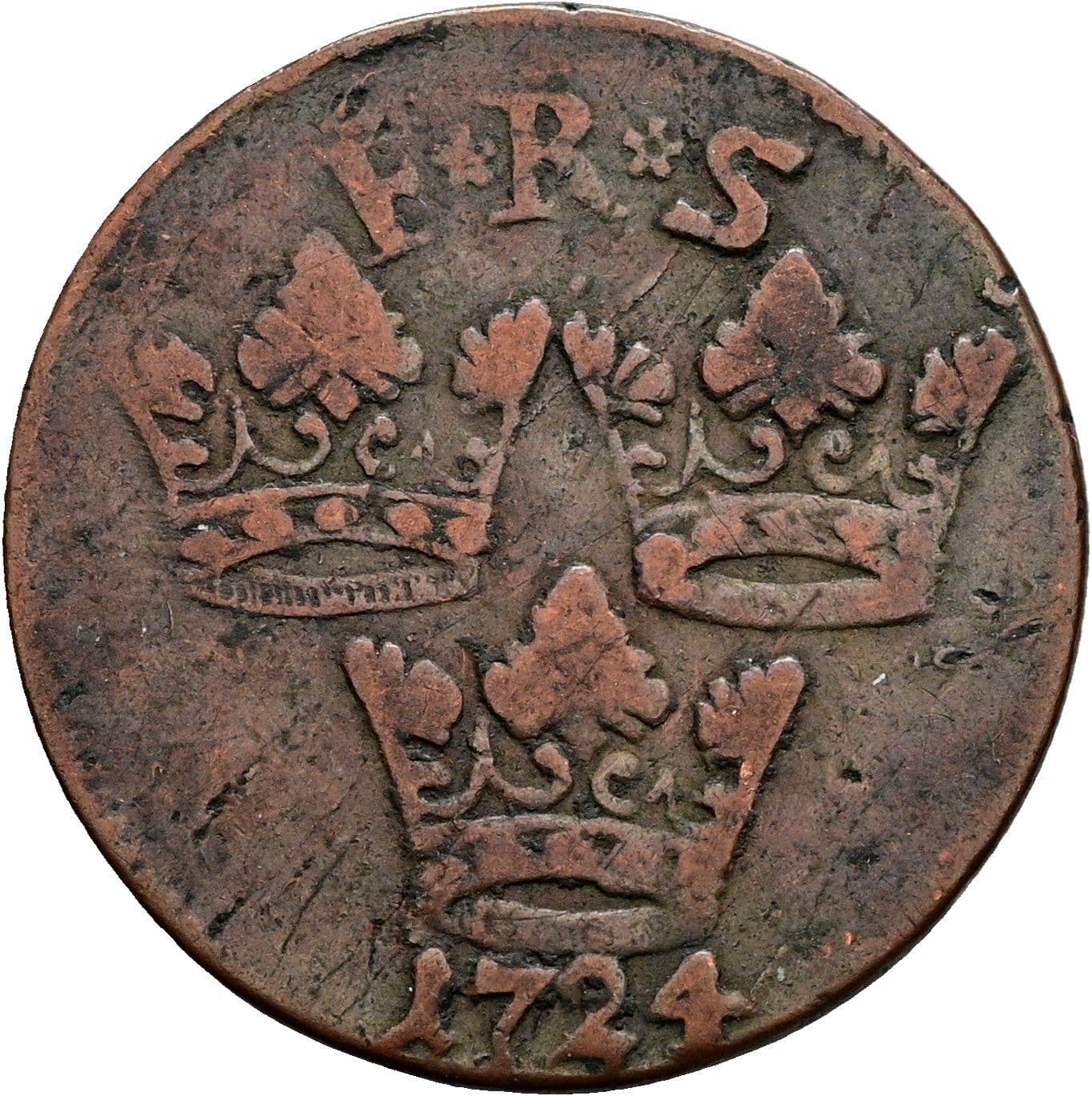 1 Öre Frederick I. 1720-1751 1724 – Vorderseite