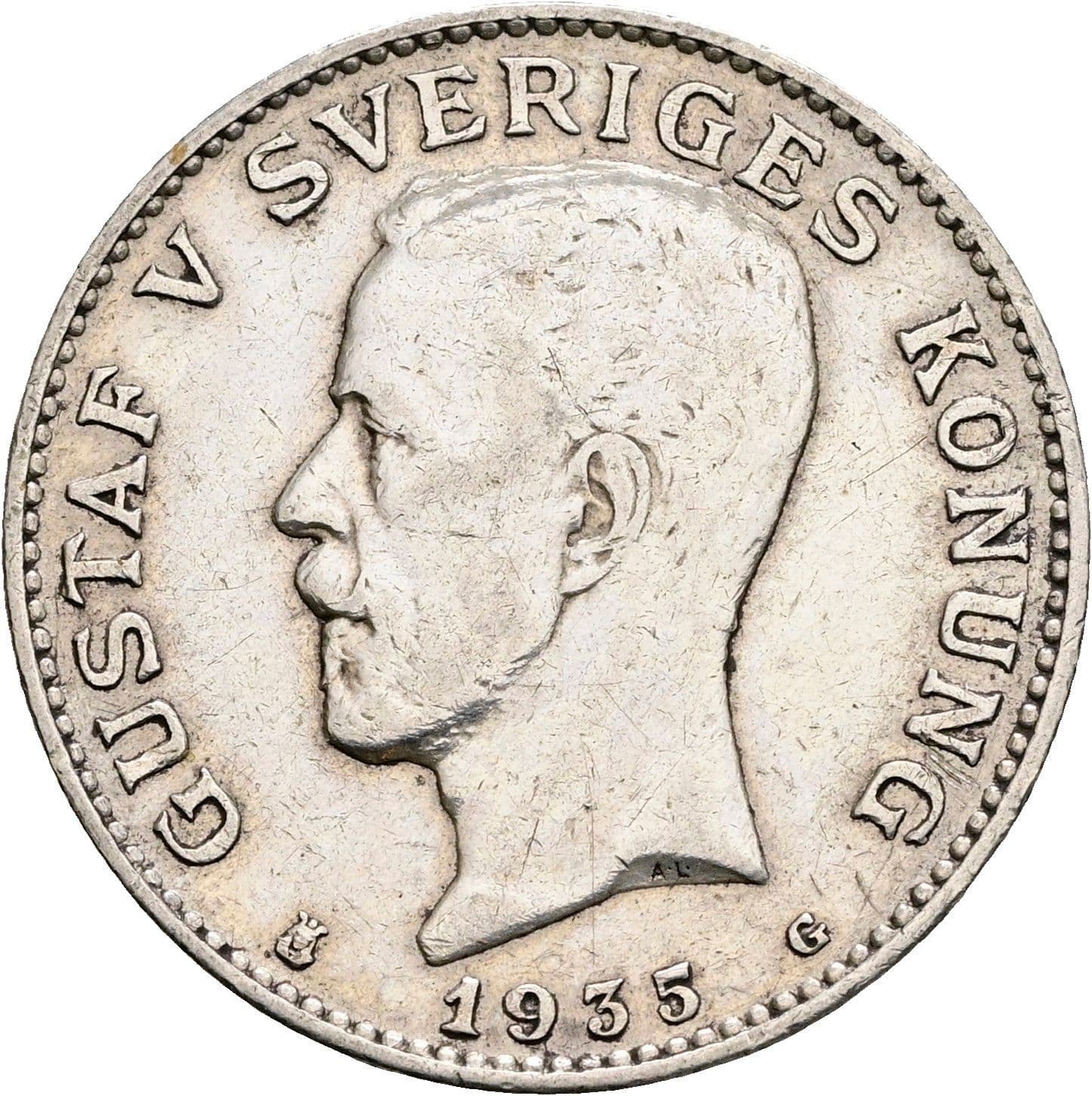 1 Krona Gustav V. 1907-1950 1935 – Vorderseite