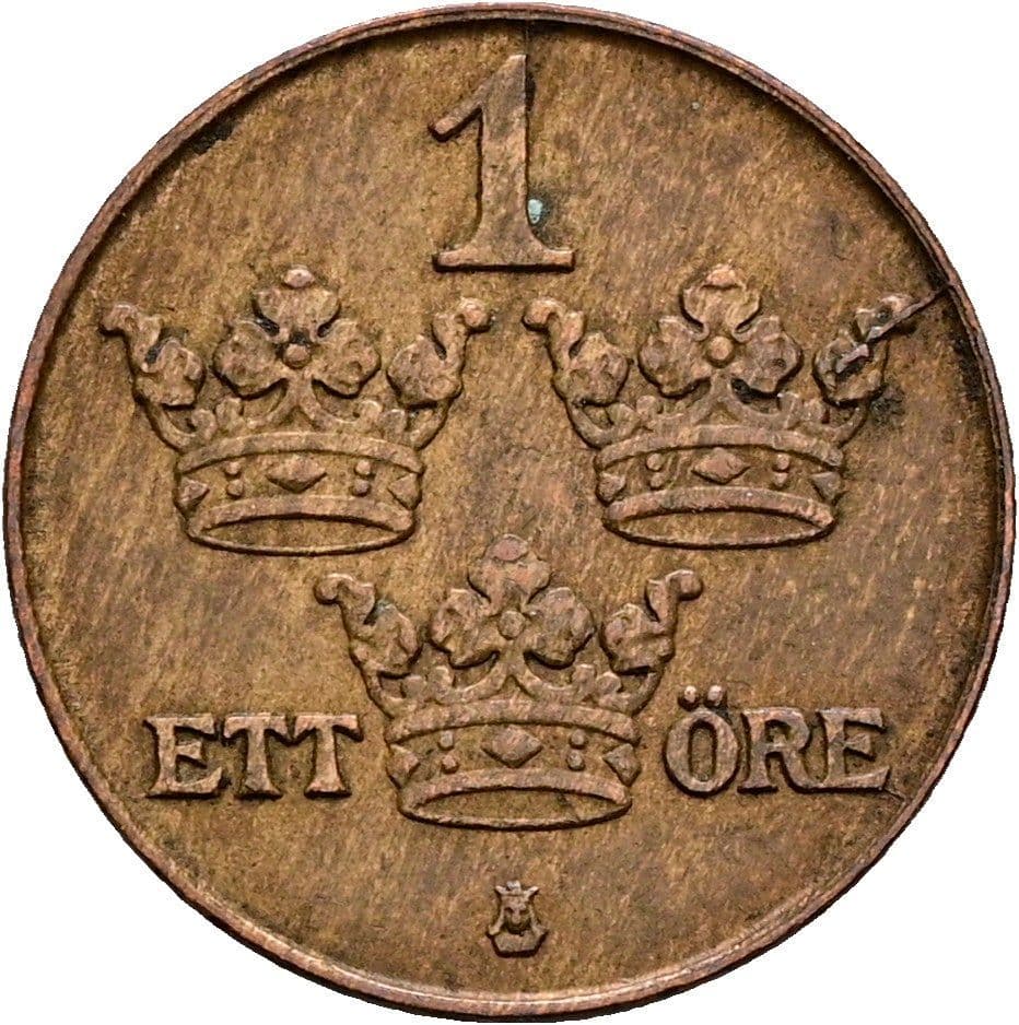 1 Öre Gustav V. 1907-1950 1926 – Vorderseite