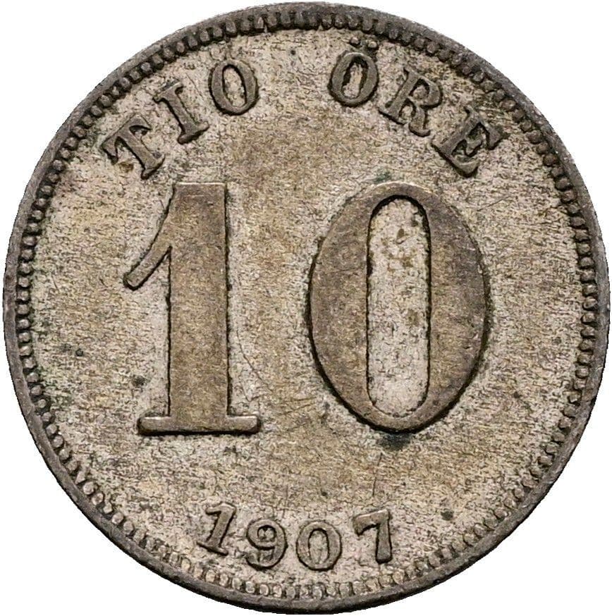 10 Öre Oskar II. 1872-1907 1907 – Vorderseite