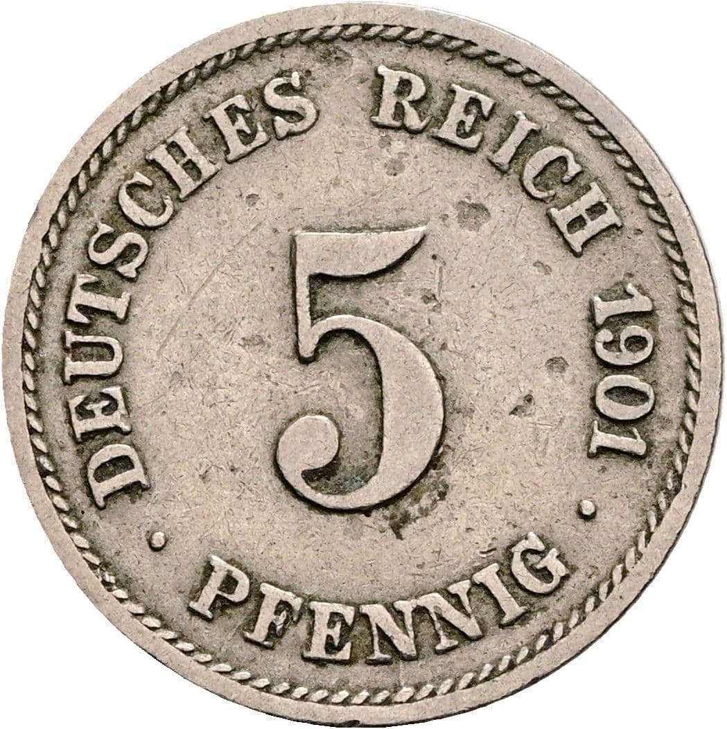5 Pfennig 1901 G – Vorderseite
