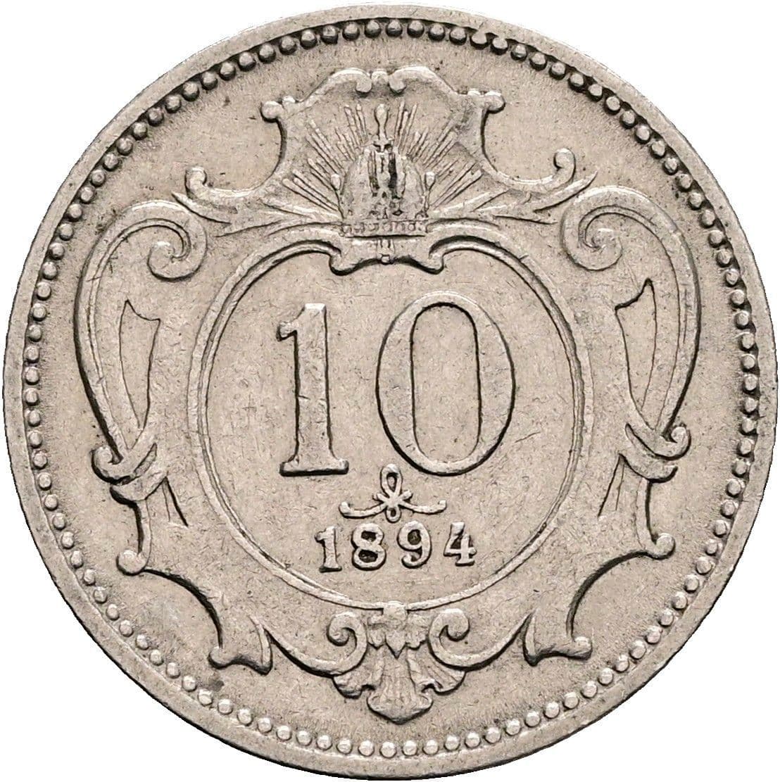 10 Heller Franz Joseph I. 1848-1916 1894 – Vorderseite