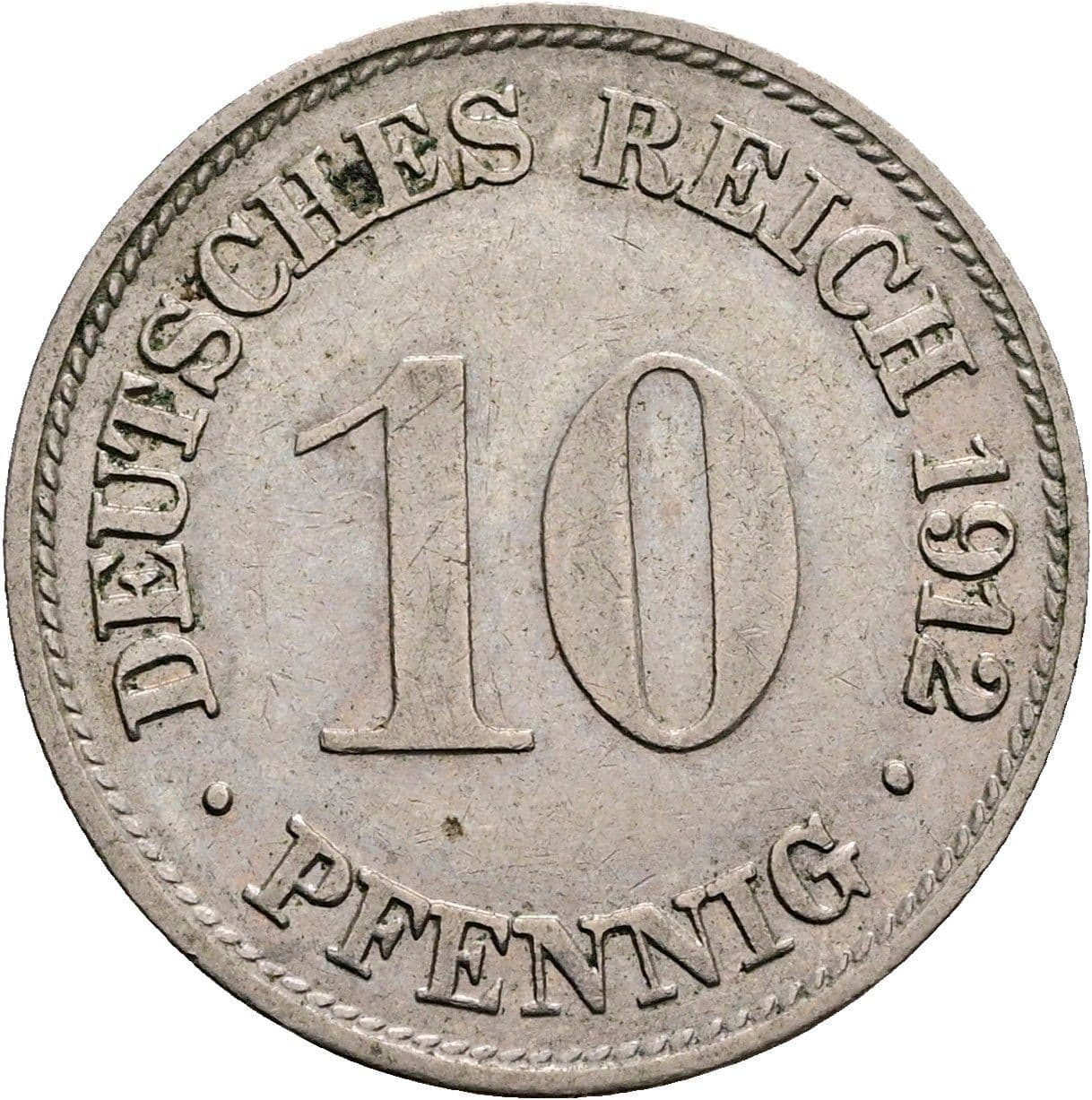 10 Pfennig 1912 G – Vorderseite