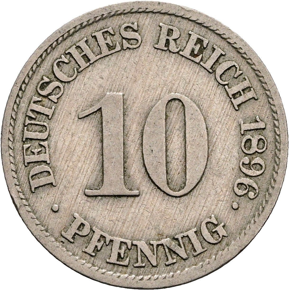 10 Pfennig 1896 J – Vorderseite