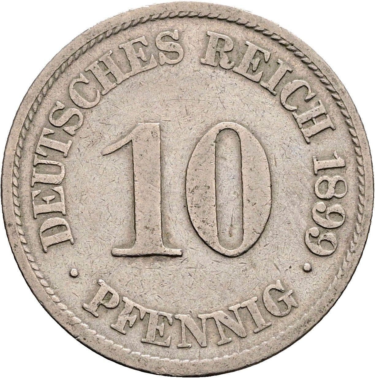 10 Pfennig 1899 J – Vorderseite