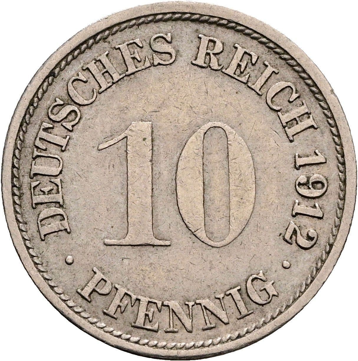 10 Pfennig 1912 F – Vorderseite