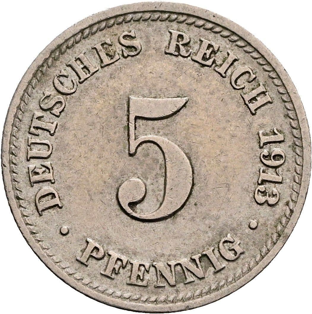 5 Pfennig 1913 D – Vorderseite