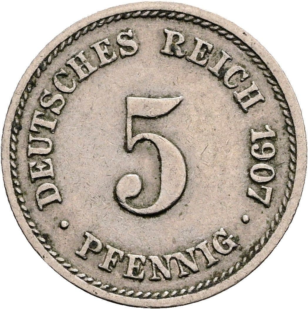5 Pfennig 1907 G – Vorderseite