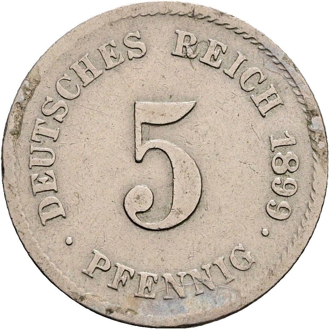 5 Pfennig 1899 G – Vorderseite