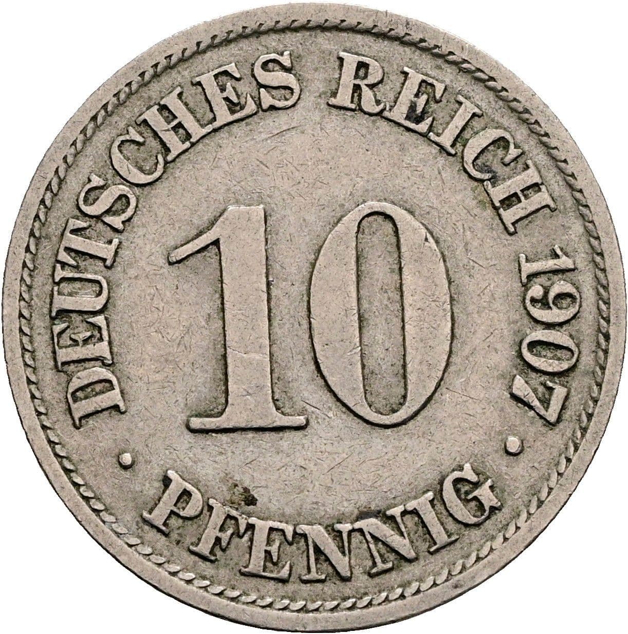 10 Pfennig 1907 A – Vorderseite