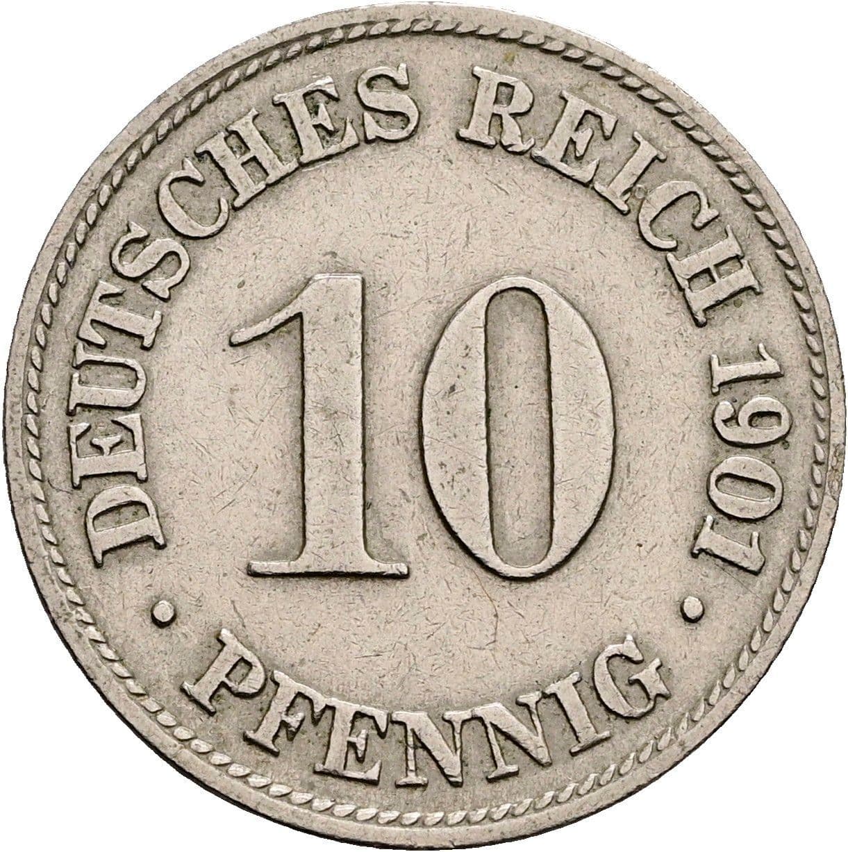 10 Pfennig 1901 D – Vorderseite
