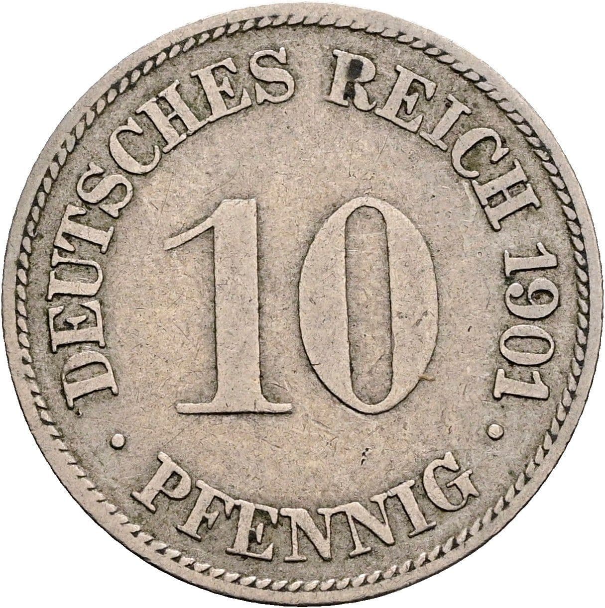10 Pfennig 1901 G – Vorderseite