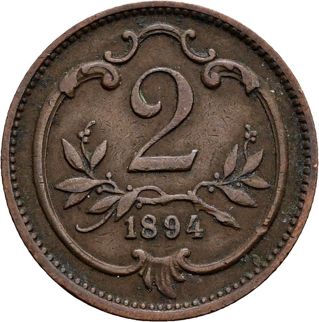 2 Heller Franz Joseph I. 1848-1916 1894 – Vorderseite