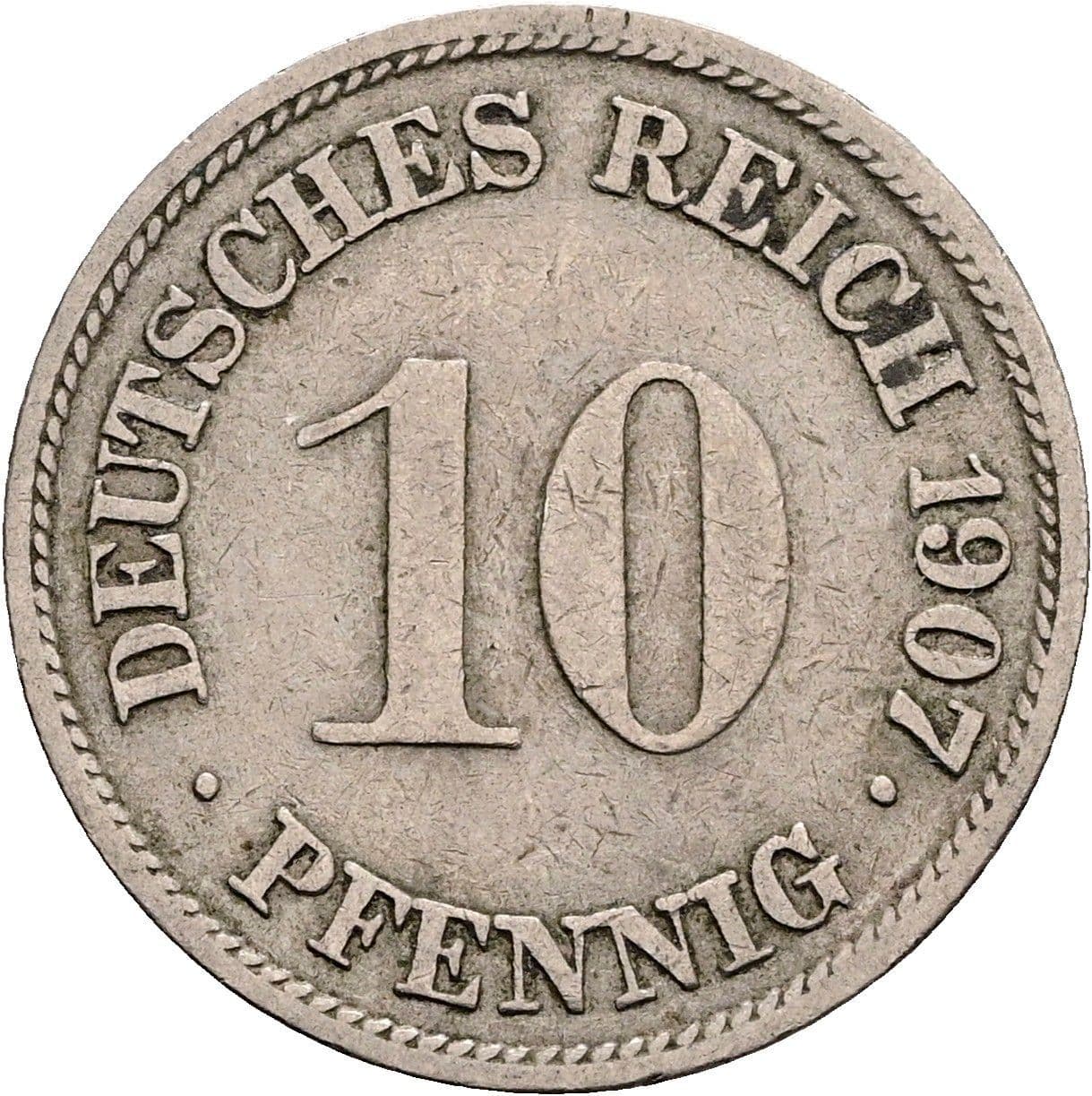10 Pfennig 1907 G – Vorderseite