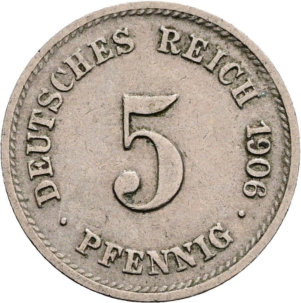 5 Pfennig 1906 G – Vorderseite