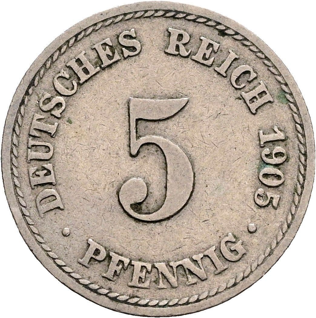 5 Pfennig 1905 A – Vorderseite