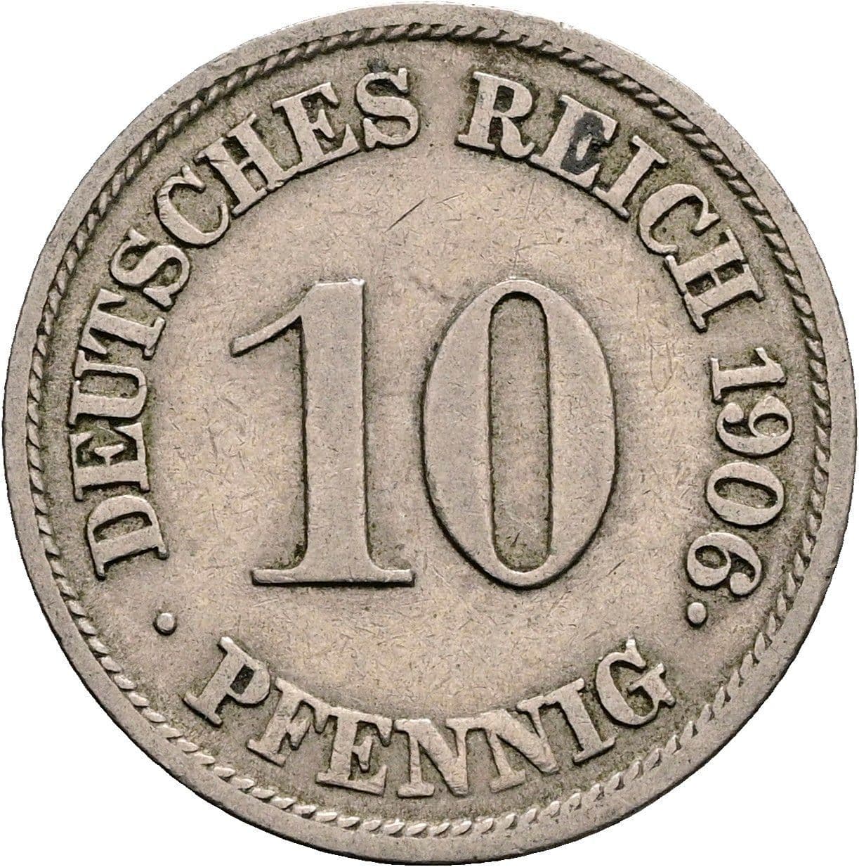 10 Pfennig 1906 J – Vorderseite