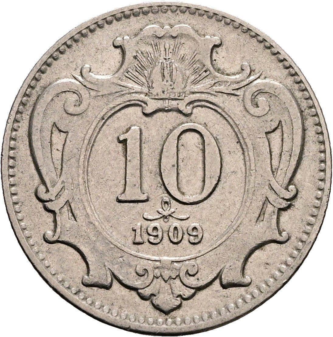 10 Heller Franz Joseph I. 1848-1916 1909 – Vorderseite