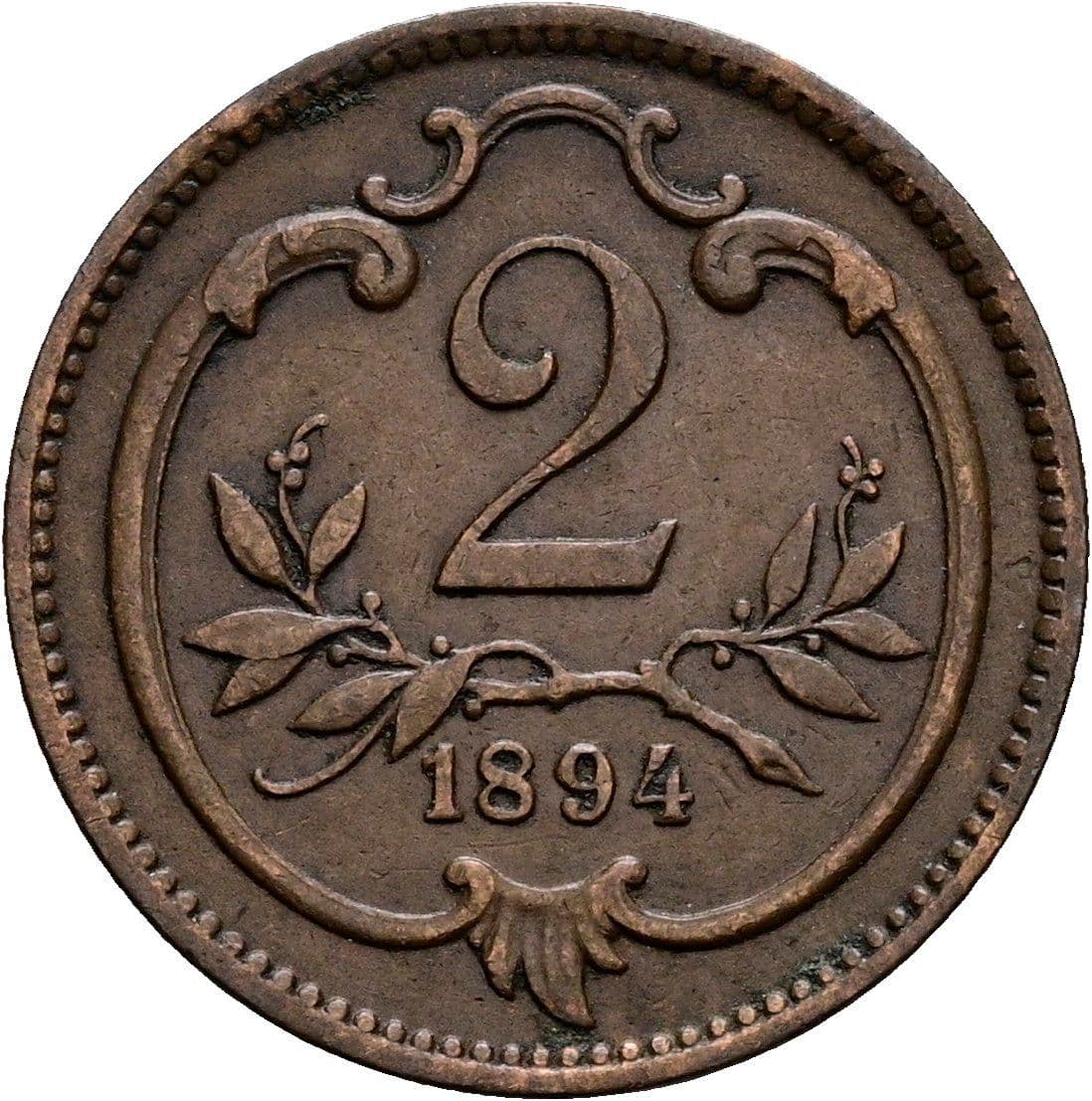 2 Heller Franz Joseph I. 1848-1916 1894 – Vorderseite