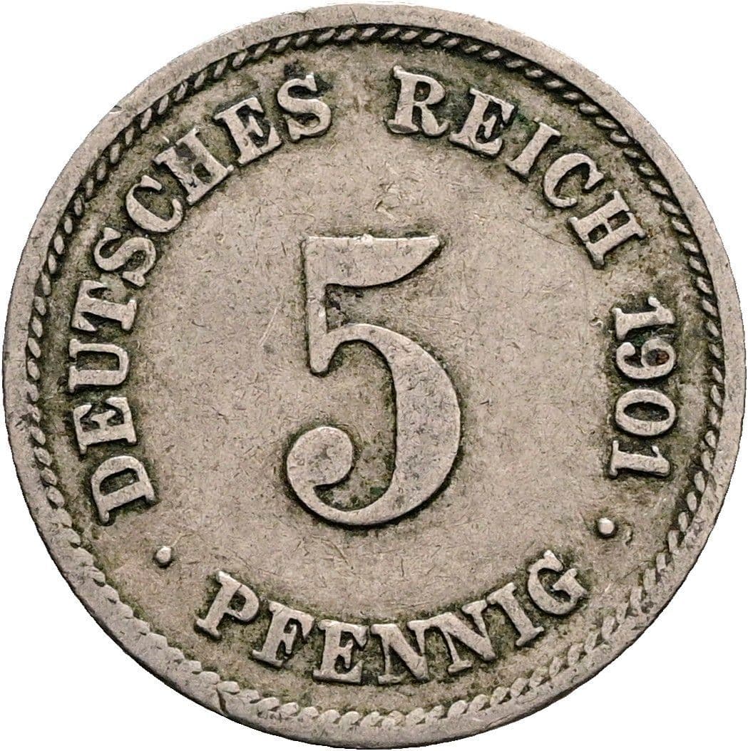 5 Pfennig 1901 G – Vorderseite